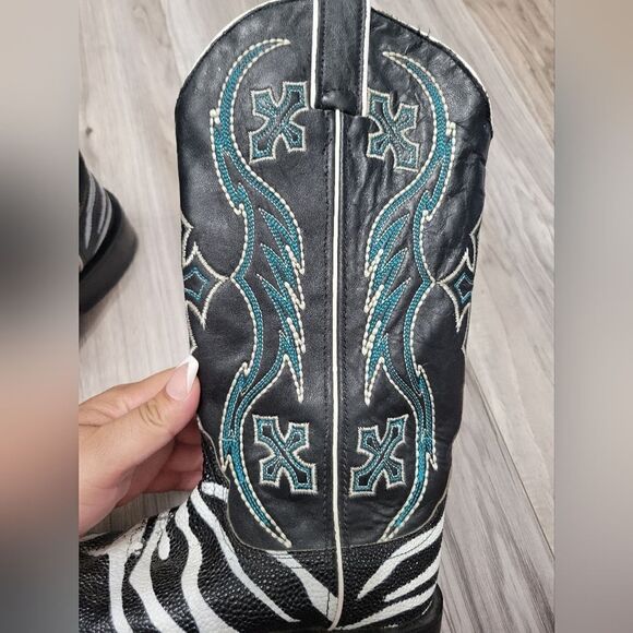 Nocona ladies safari rancher boots white tiger ray foot sz 5 can fit 5 1/2 - Picture 6 of 17